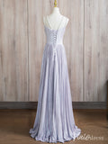 Lavender Shimmering Sheath Prom Dresses Beaded String Spaghetti Strap Evening Dress AD1370-prom dresses-Viniodress-Viniodress