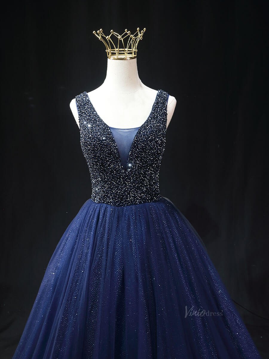 Lavender Sparkly Tulle Prom Dresses with Cape Sleeve, Beaded Bodice, High Neck, Quinceanera Dresses SU020-prom dresses 2025 -Viniodress-Lavender-Custom Size-