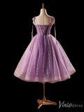 Lavender Starry Tulle Homecoming Dress Spaghetti Strap Back to School Dress 8024-prom dresses-Viniodress-Viniodress