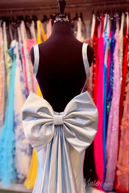 Lavender Strapless Satin Prom Dress with Corset Bodice, Dramatic Back Bow, and Flared Train – SS094-prom dresses 2025 -Viniodress-Lavender-Custom Size-