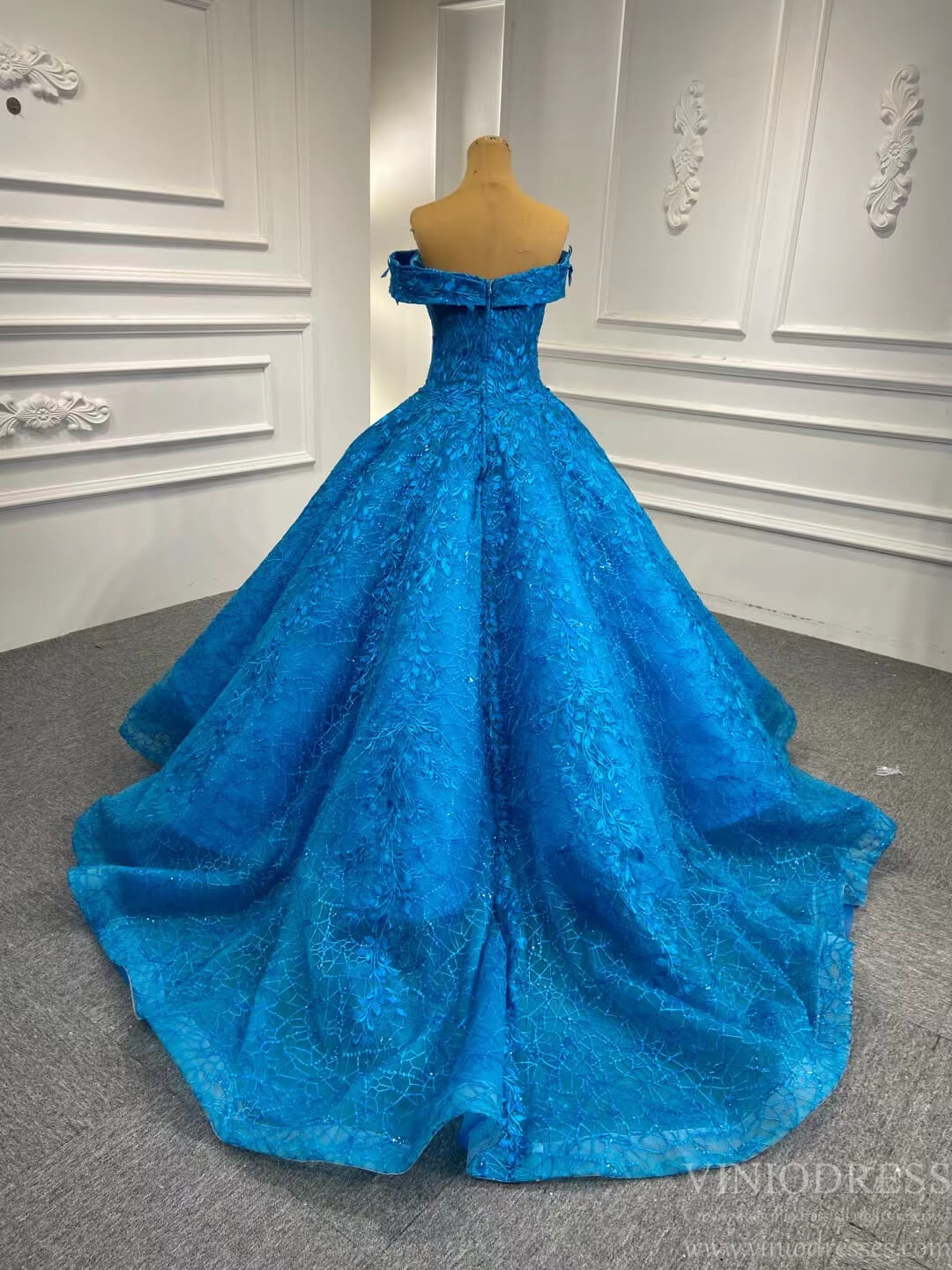 Lavender Sweet 16 Dresses Ball Gowns 66601 Off the Shoulder-Quinceanera Dresses 2025 -Viniodress-Blue-Custom Size-