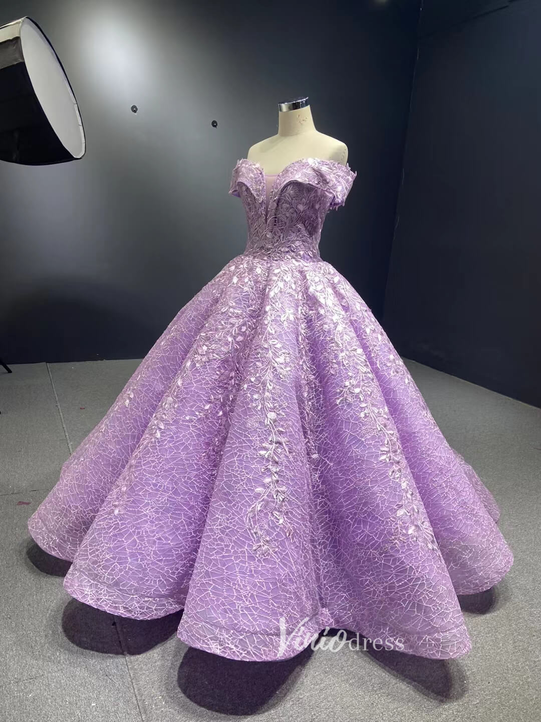Lavender Sweet 16 Dresses Ball Gowns 66601 Off the Shoulder-Quinceanera Dresses 2025 -Viniodress-Lilac-Custom Size-
