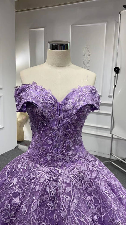Lavender Sweet 16 Dresses Ball Gowns 66601 Off the Shoulder-Quinceanera Dresses 2025 -Viniodress-Lilac-Custom Size-