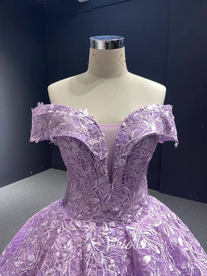 Lavender Sweet 16 Dresses Ball Gowns 66601 Off the Shoulder-Quinceanera Dresses 2025 -Viniodress-Lilac-Custom Size-