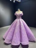 Prom Dress 2025 Lavender Sweet 16 Dresses Ball Gowns 66601 Off the Shoulder-unique Quinceanera Dresses-Lilac-Custom Size-Viniodress