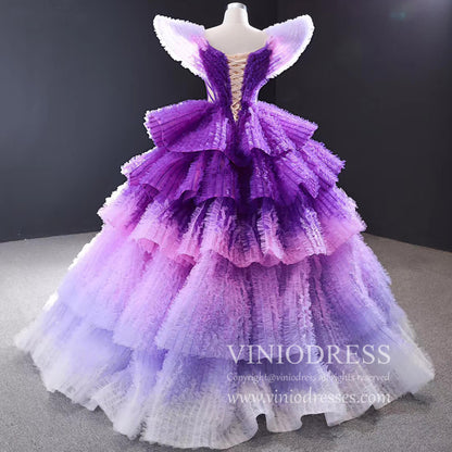 Lavender Tiered Ball Gown Formal Dresses Celebrity Red Carpet Dress FD1600 viniodress-Quinceanera Dresses 2025 -Viniodress-Purple-Custom Size-