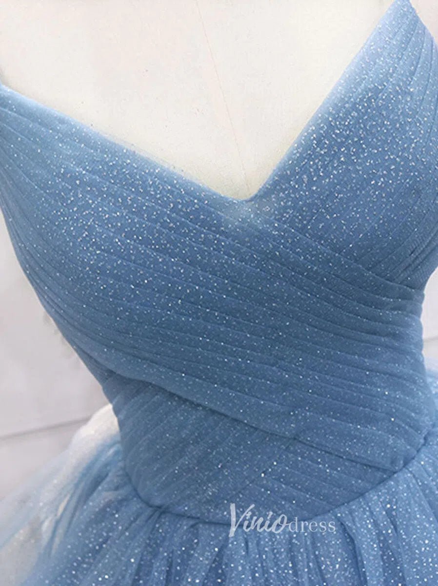 Lavender Tiered Spaghetti Strap Prom Dresses Sparkly Tulle Evening Dress FD3121-prom dresses 2025 -Viniodress-Lavender-Custom Size-