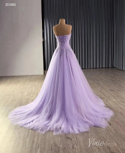 Lavender Wedding Dress Strapless Beaded Tulle Gala Pageant Gown 251022-Couture Gown 2025 -Viniodress-Lavender-Custom Size-