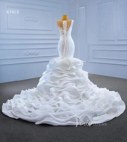 Layered Mermaid Wedding Dress Beaded 67413 Viniodress-wedding dresses 2025 -Viniodress-Ivory-Custom Size-