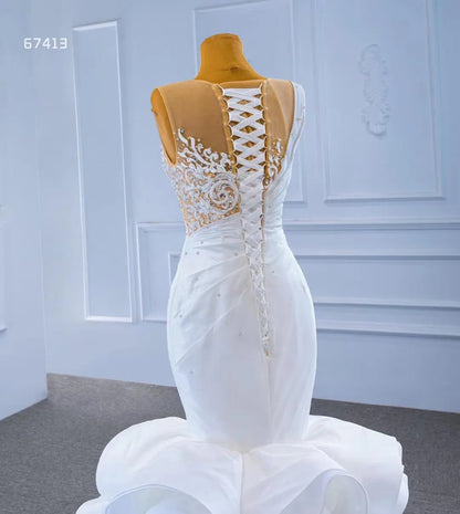 Layered Mermaid Wedding Dress Beaded 67413 Viniodress-wedding dresses 2025 -Viniodress-Ivory-Custom Size-