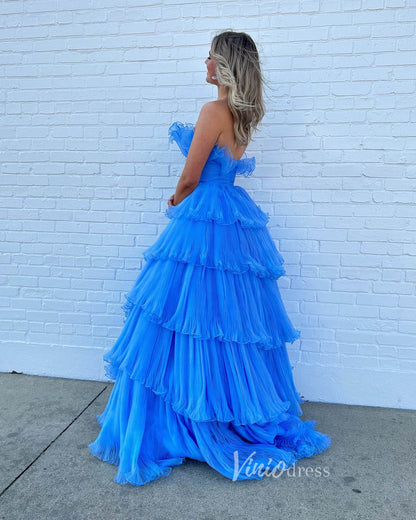 Layered Ruffle Prom Dresses Tiered Ball Gown FD3602-prom dresses 2025 -Viniodress-Black-Custom Size-