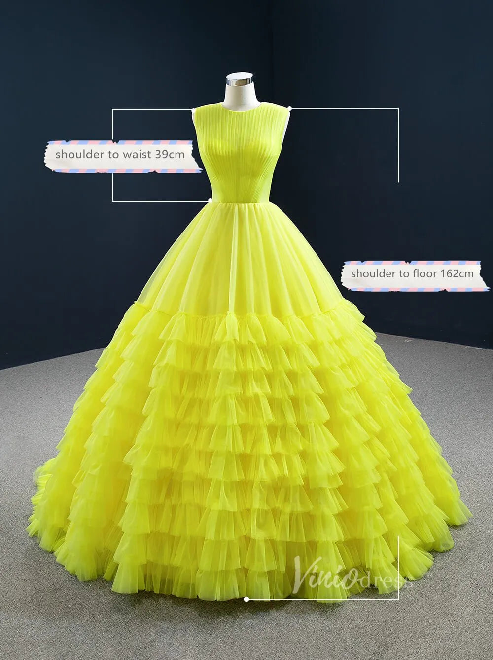 Layered Tulle Ball Gown Sweet 16 Dress Fuchsia Ruffle Wedding Dress 67158-prom dresses 2025 -Viniodress-Fuchsia-Custom Size-