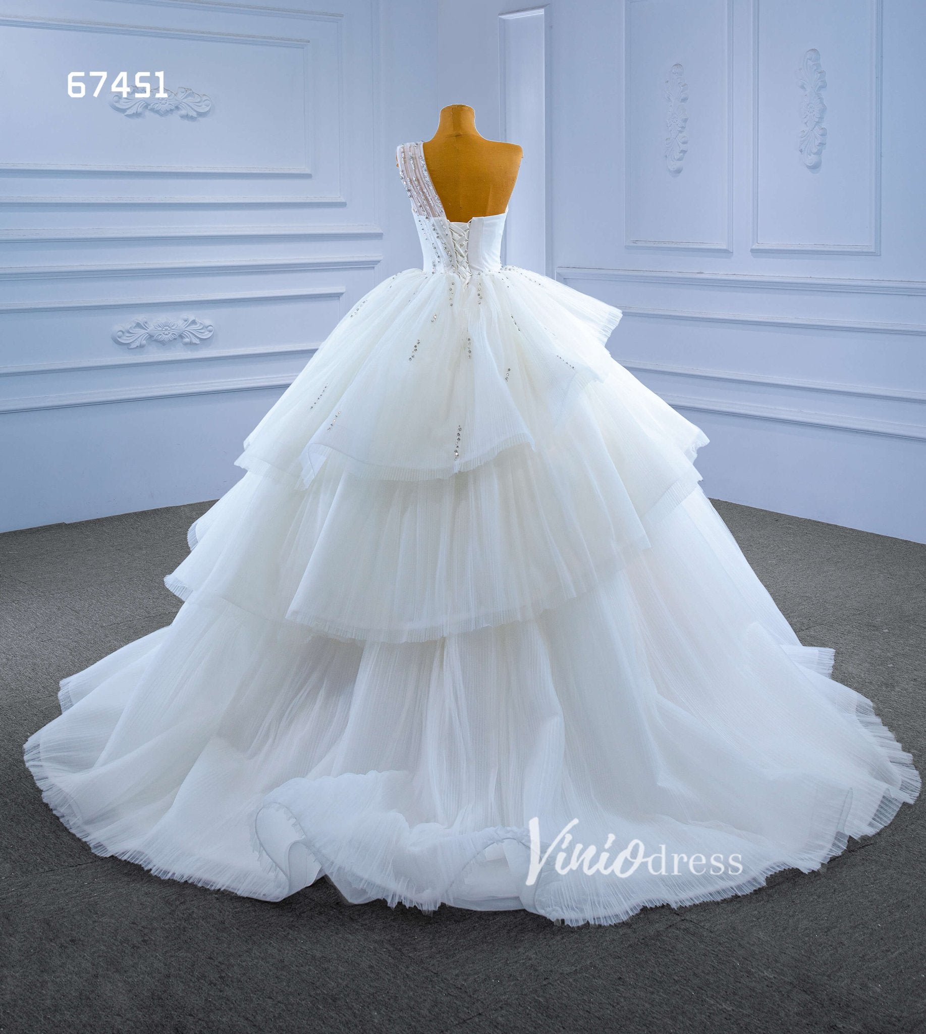 Layered Tulle Ball Gown Wedding Dress One Shoulder 67451 Viniodress Layered Tulle Ball Gown Wedding Dress One Shoulder 67451 Viniodress