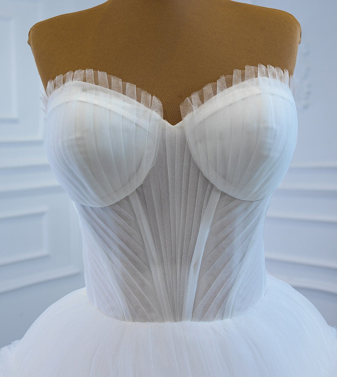 Layered Tulle Ball Gown Wedding Dresses Strapless Bridal Dress VW1785-wedding dresses 2025 -Viniodress-Ivory-Custom Size-