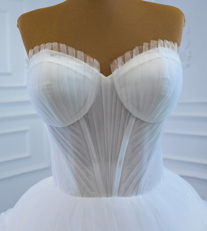 Layered Tulle Ball Gown Wedding Dresses Strapless Bridal Dress VW1785-wedding dresses 2025 -Viniodress-Ivory-Custom Size-