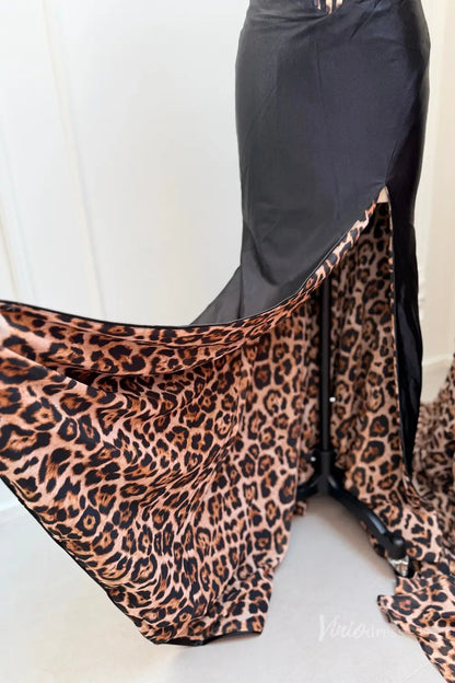Leopard Print Corset Prom Dresses with High Slit Animal Pattern Evening Gowns SS335-Prom Dresses 2026-Viniodress-A-Custom Size – Add Measurements in Cart-