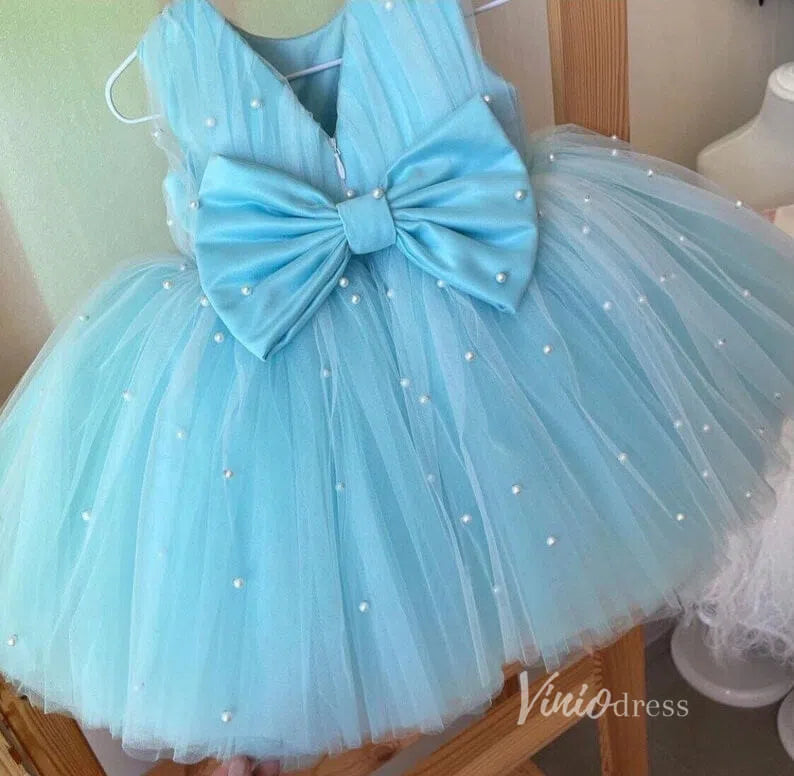Light Aqua Blue Pearl Flower Girl Dresses GL1119-flower girl dresses 2025 -Viniodress-Aqua-Custom Size-