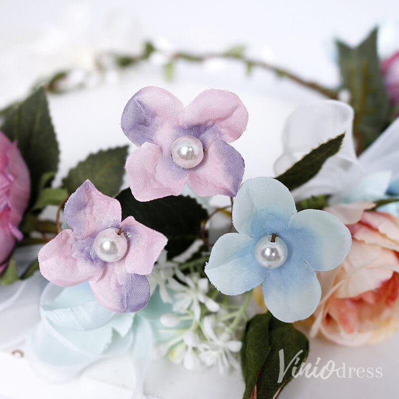 Light Blue and Orchid Flower Crowns AC1261-Floral Crowns 2025 -Viniodress-As Picture-