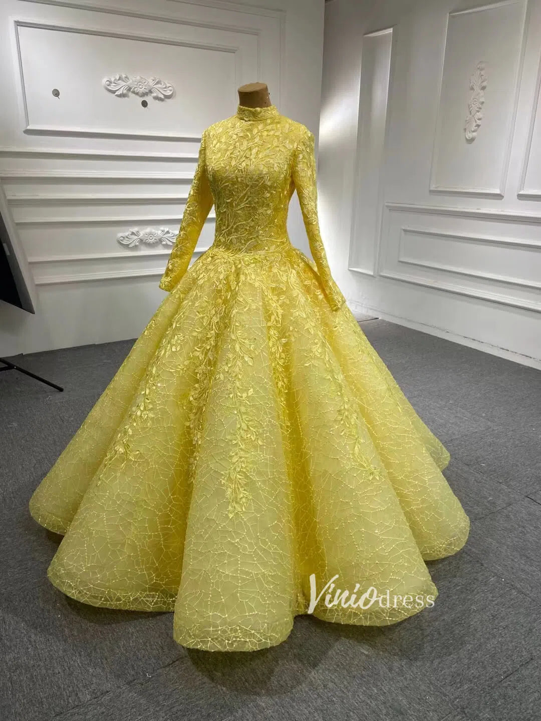 Light Blue Ball Gown Modest Long Sleeve Wedding Dress 66601 High Neck Viniodress Light Blue Ball Gown Modest Long Sleeve Wedding Dress 66601 High Neck Viniodress