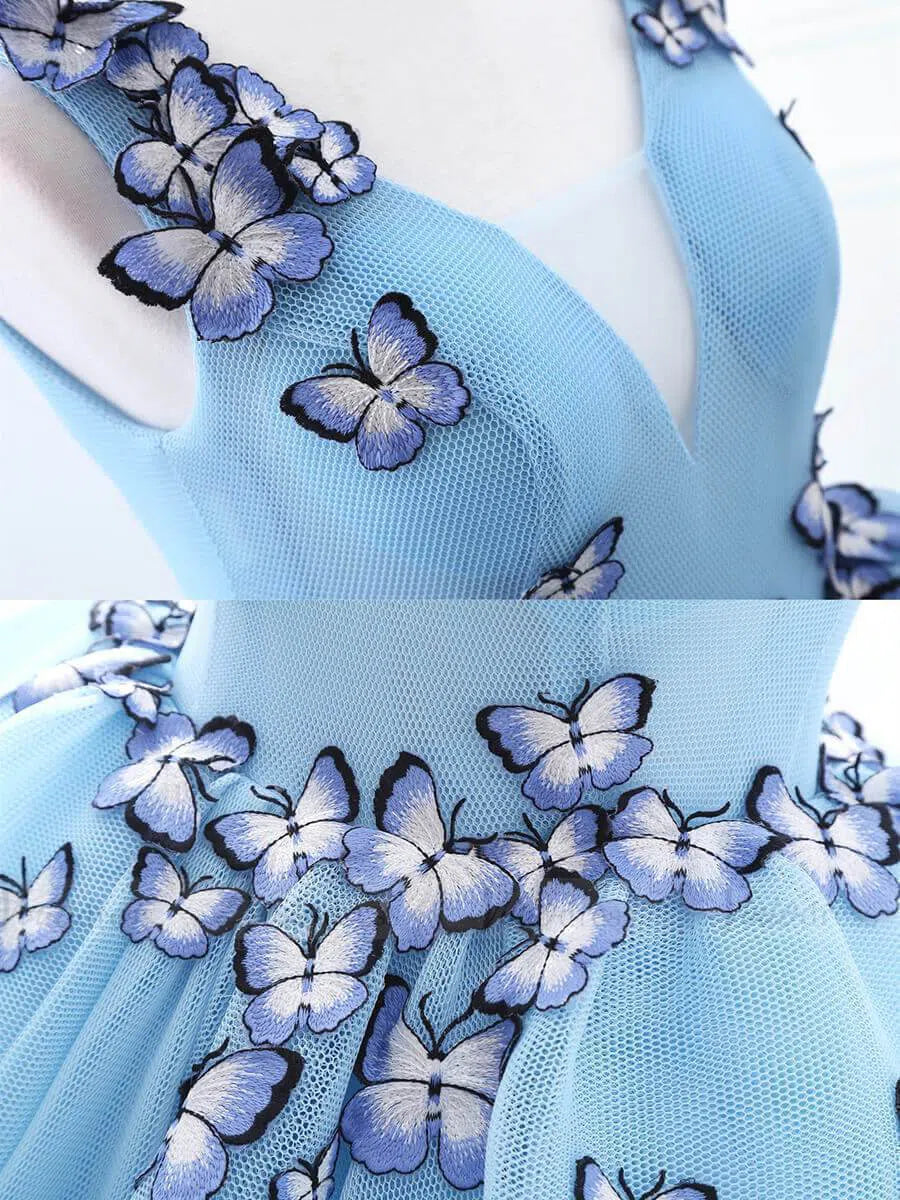 Prom Dress 2025 Light Blue Butterfly Quinceanera Sweet 16 Dresses SD1005B-unique prom dresses-Light Blue-Custom Size-Viniodress