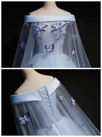 Light Blue Cap Sleeve Ball Gowns for Teens FD1459-prom dresses 2025 -Viniodress-Light Blue-Custom Size-