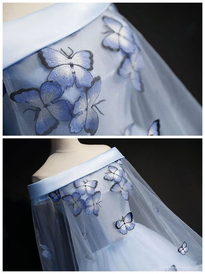 Light Blue Cap Sleeve Ball Gowns for Teens FD1459-prom dresses 2025 -Viniodress-Light Blue-Custom Size-
