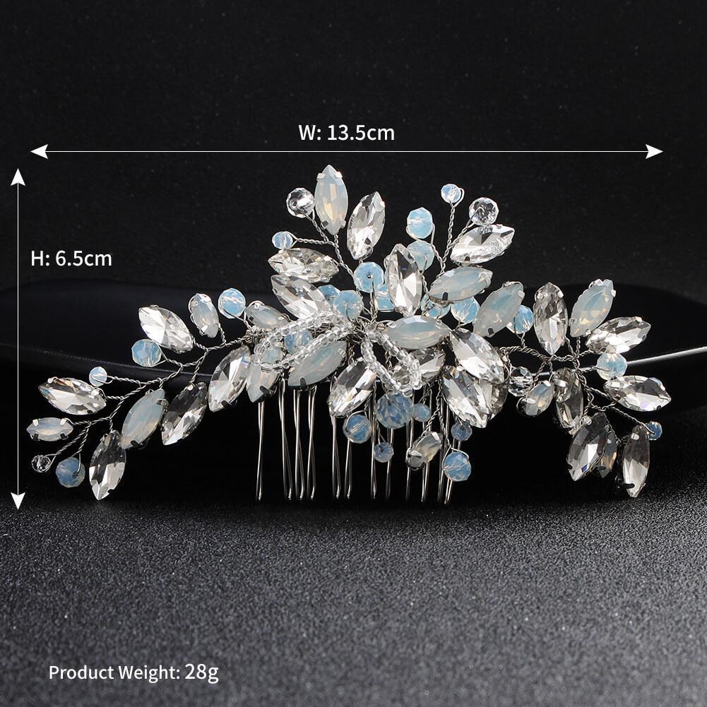 Light Blue Crystal Hair Comb AC1248-Headpieces-Viniodress-As Picture-Viniodress