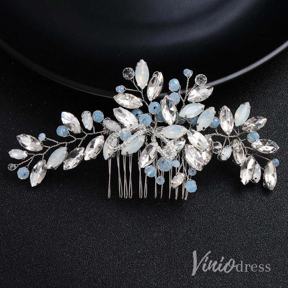 Light Blue Crystal Hair Comb AC1248-Headpieces-Viniodress-As Picture-Viniodress