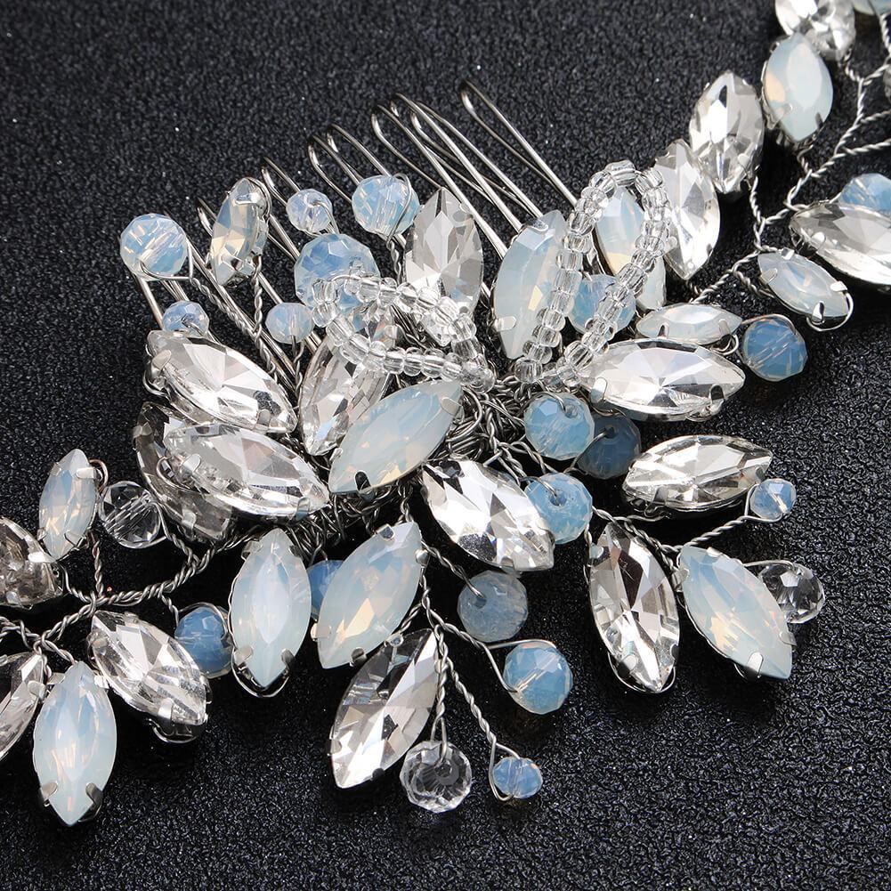 Light Blue Crystal Hair Comb AC1248-Headpieces-Viniodress-As Picture-Viniodress