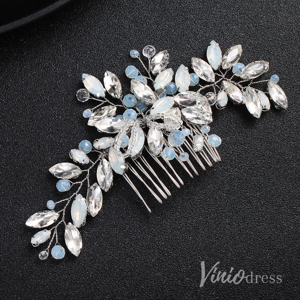 Light Blue Crystal Hair Comb AC1248-Headpieces-Viniodress-As Picture-Viniodress