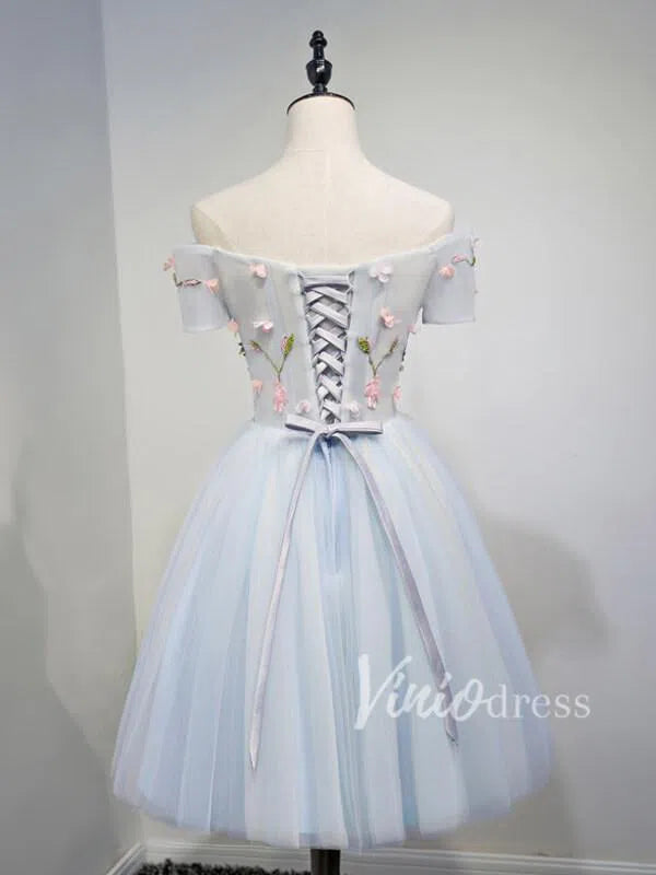 Short Prom Dresses 2025 Cheap Light Blue Floral Homecoming Dresses SD1060A-homecoming dresses-Viniodress-As Picture-Custom Size-Viniodress