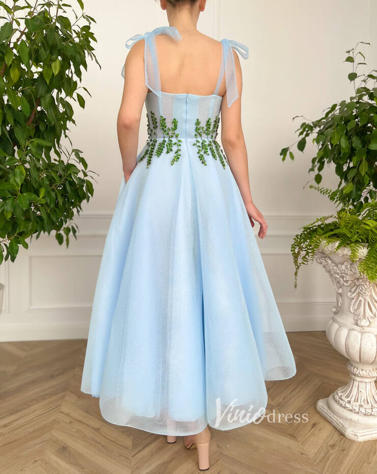 Short Prom Dresses 2025 Light Blue Formal Dress Green Beaded Prom Dress with Pockets FD2772-prom dresses-Viniodress-Light Blue-Custom Size-Viniodress