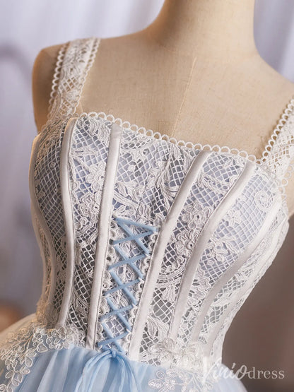 Light Blue Lace Corset Homecoming Dress with Square Neckline and Floral Tulle Skirt – BJ087-Homecoming Dresses 2025 -Viniodress-Light Blue-Custom Size-