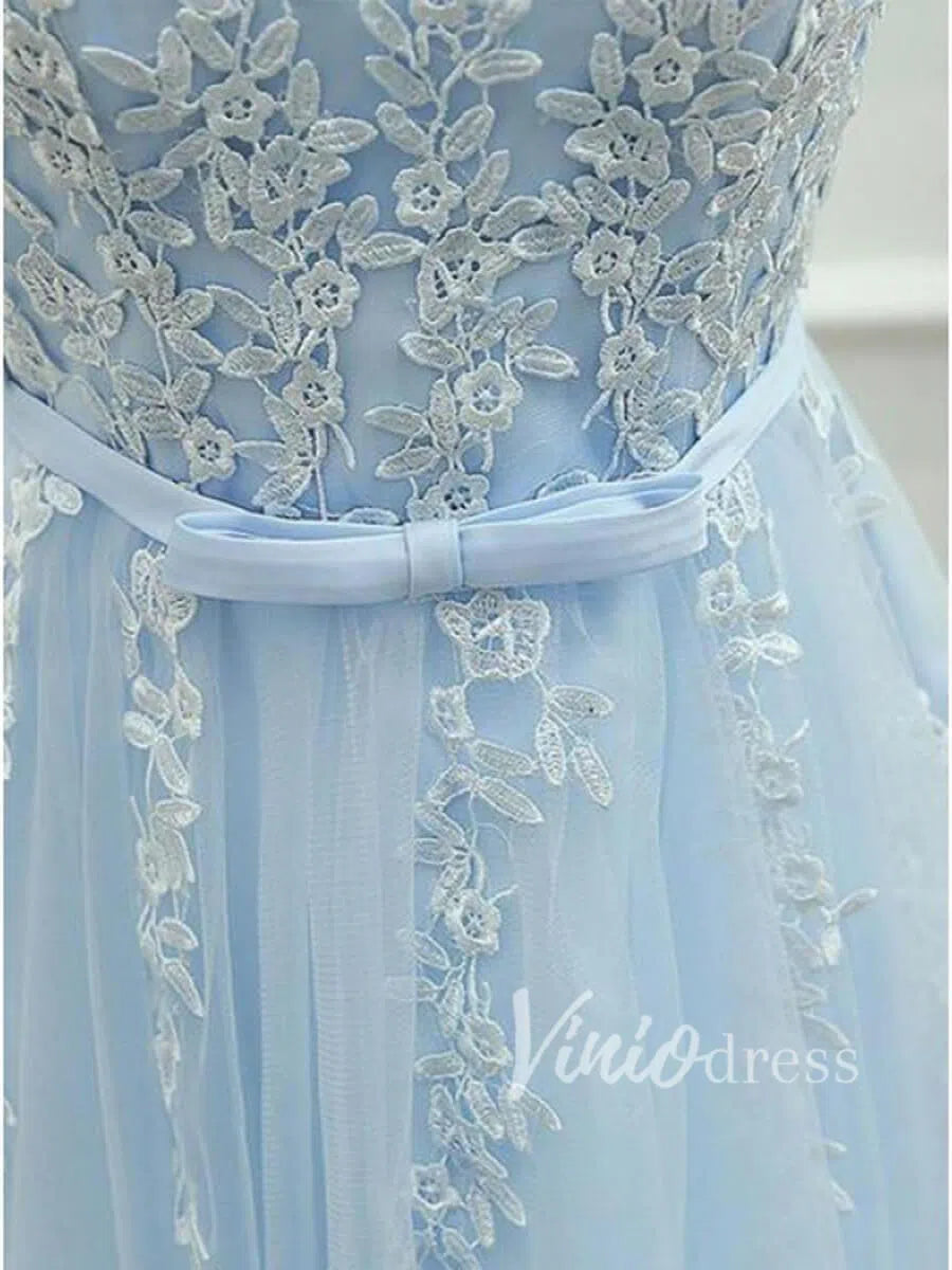 Short Prom Dresses 2025 Light Blue Lace Homecoming Dresses Graduation Dress SD1092-homecoming dresses-Viniodress-Light Blue-Custom Size-Viniodress