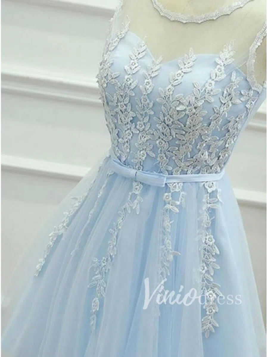 Short Prom Dresses 2025 Light Blue Lace Homecoming Dresses Graduation Dress SD1092-homecoming dresses-Viniodress-Light Blue-Custom Size-Viniodress