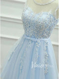 Short Prom Dresses 2025 Light Blue Lace Homecoming Dresses Graduation Dress SD1092-homecoming dresses-Viniodress-Light Blue-Custom Size-Viniodress