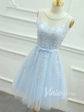 Short Prom Dresses 2025 Light Blue Lace Homecoming Dresses Graduation Dress SD1092-homecoming dresses-Viniodress-Light Blue-Custom Size-Viniodress