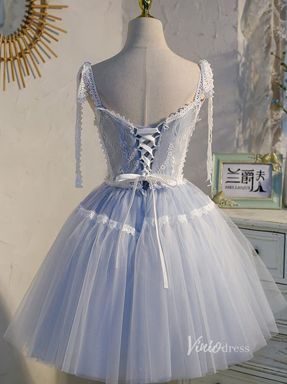 Light Blue Lace Homecoming Dresses Short Prom Dress SD1405-Homecoming Dresses 2025 -VINIODRESS-Light Blue-US2-