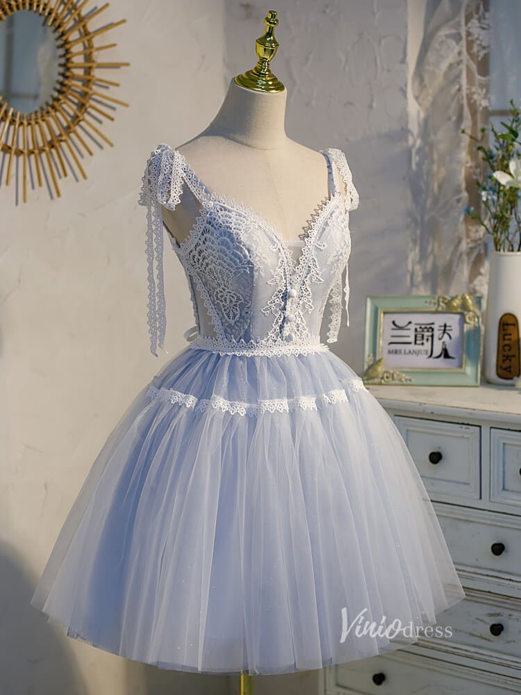 Light Blue Lace Homecoming Dresses Short Prom Dress SD1405-Homecoming Dresses 2025 -VINIODRESS-Light Blue-US2-