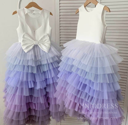 Light Blue & Lilac Ombre Layered Flower Girl Dresses GL1054-flower girl dresses 2025 -Viniodress-Lavender-Custom Size-