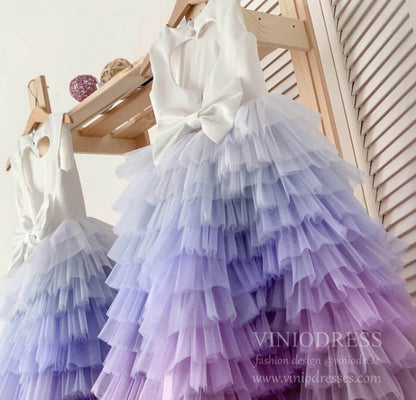 Light Blue & Lilac Ombre Layered Flower Girl Dresses GL1054-flower girl dresses 2025 -Viniodress-Lavender-Custom Size-