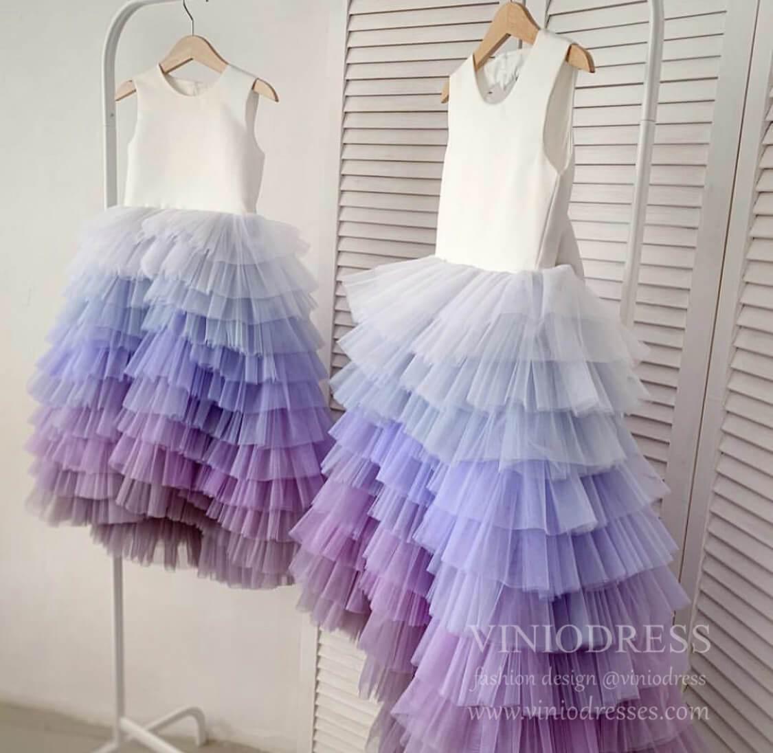 Light Blue & Lilac Ombre Layered Flower Girl Dresses GL1054-flower girl dresses 2025 -Viniodress-Lavender-Custom Size-