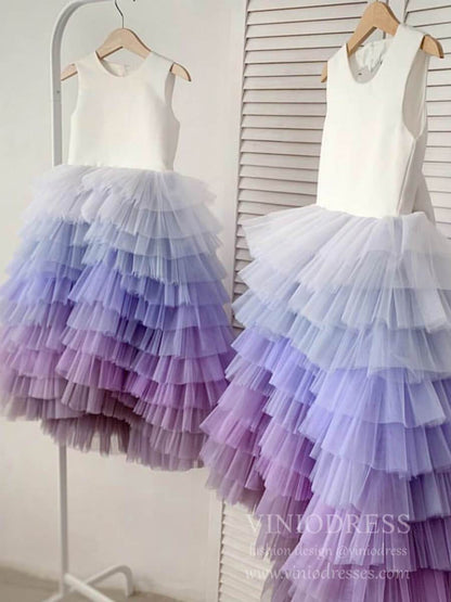 Light Blue & Lilac Ombre Layered Flower Girl Dresses GL1054-flower girl dresses 2025 -Viniodress-Lavender-Custom Size-