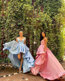 Prom Dress 2025 Light Blue Long High Low Prom Dresses with Pockets FD1543-unique prom dresses-Pink-Custom Size-Viniodress