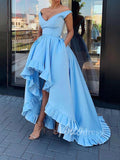 Prom Dress 2025 Light Blue Long High Low Prom Dresses with Pockets FD1543-unique prom dresses-Light Blue-Custom Size-Viniodress