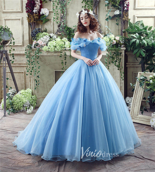 Light Blue Off the Shoulder Prom Dresses A-Line Tulle Formal Gown FD3153-prom dresses 2025 -Viniodress-Light Blue-Custom Size-