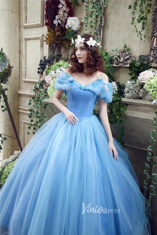 Light Blue Off the Shoulder Prom Dresses A-Line Tulle Formal Gown FD3153-prom dresses 2025 -Viniodress-Light Blue-Custom Size-