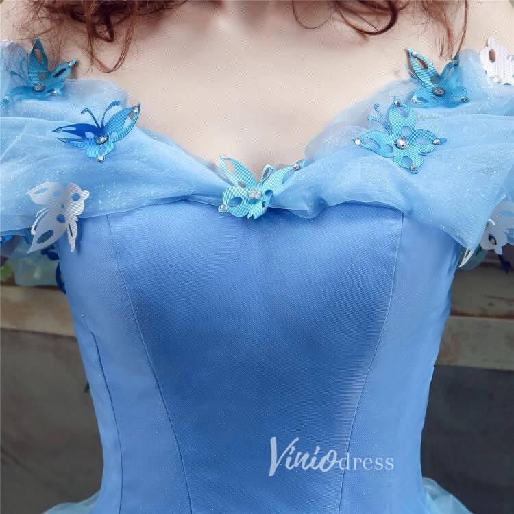 Light Blue Off the Shoulder Prom Dresses A-Line Tulle Formal Gown FD3153-prom dresses 2025 -Viniodress-Light Blue-Custom Size-