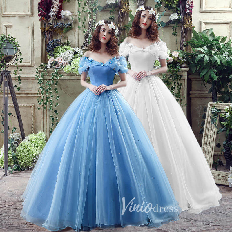 Light Blue Off the Shoulder Prom Dresses A-Line Tulle Formal Gown FD3153-prom dresses 2025 -Viniodress-Light Blue-Custom Size-