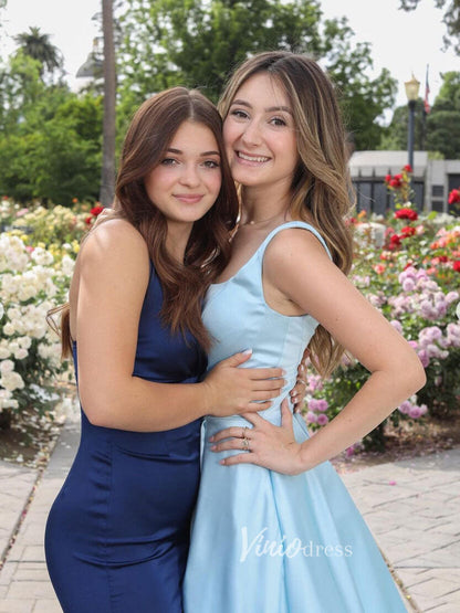 Light Blue Prom Dresses A-Line Satin Evening Dress FD3067-prom dresses 2025 -Viniodress-Light Blue-Custom Size-